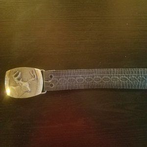 Bronze Deer Belt Buckle w/ imprinted leather belt